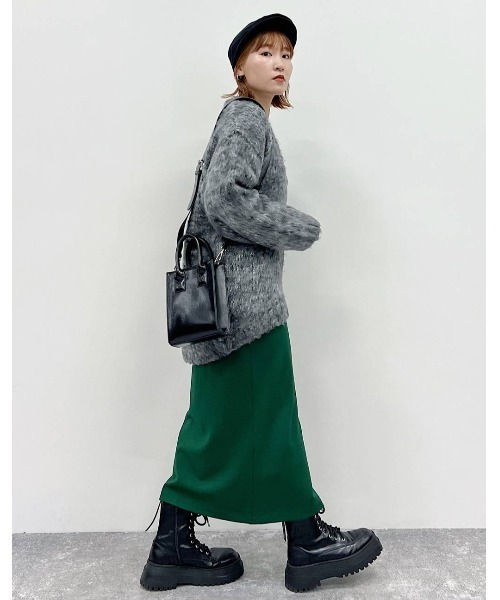 PAGEBOY（ページボーイ）の「ブラッシュヤーンVカーディガン（カーディガン/ボレロ・レディース・ブラック系その他/グリーン系その他/ピンク系その他/グレイッシュベージュ/ターコイズブルー系/オレンジ・FREE）」の7枚目の写真