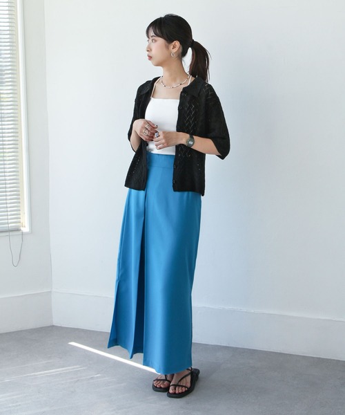 Chillfar（チルファー）の「カラースリットロングナロースカート（スカート・レディース・ブラック/オレンジ/ブルー/グリーン/アイボリー・MEDIUM/LARGE）」の6枚目の写真