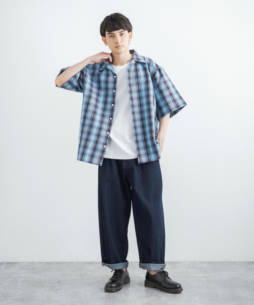 Rocky Monroe(ロッキーモンロー)の「日本製 オーバーサイズ ヘビーネルチェックオープンカラー半袖ビッグシャツ(シャツ/ブラウス・メンズ・レッド/サックスブルー・M/L)」の11枚目の写真