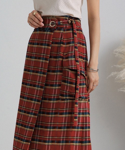 madder madder チェックラップスカート 赤チェック マダマダ DERA” CHECK HARVEST FESTIVAL SKIRT | madder ma
