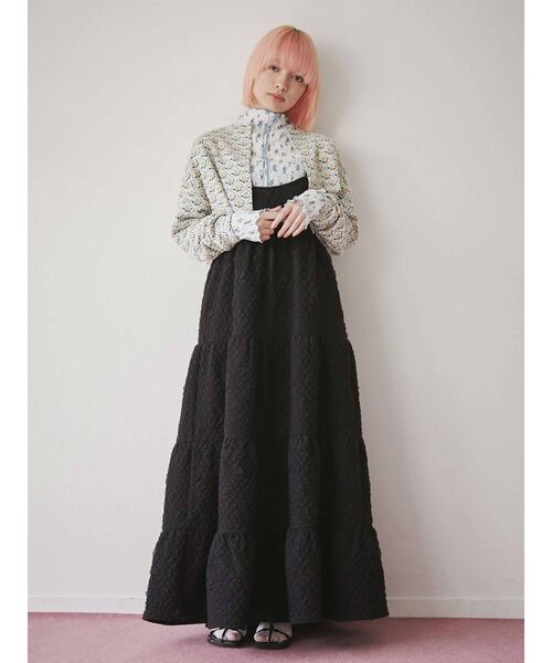 merry jenny（メリージェニー）の「flowerキルトカーディガン（カーディガン/ボレロ・レディース・オフホワイト/ネイビー・FREE）」の4枚目の写真