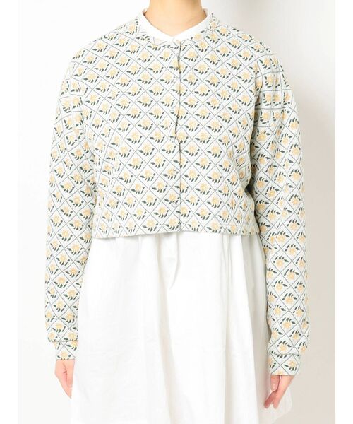 merry jenny（メリージェニー）の「flowerキルトカーディガン（カーディガン/ボレロ・レディース・オフホワイト/ネイビー・FREE）」の7枚目の写真