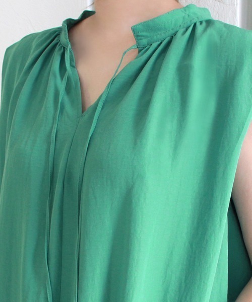 MODE ROBE（モードローブ）の「サイドタックノースリーブワンピース（ワンピース・レディース・ブラック/イエロー/グリーン・FREE）」の9枚目の写真