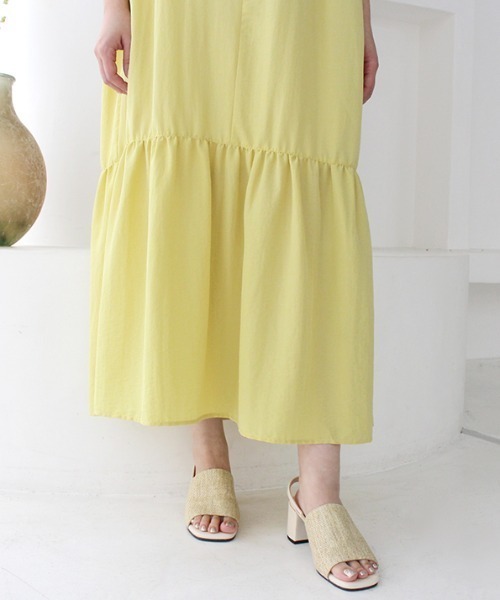 MODE ROBE（モードローブ）の「サイドタックノースリーブワンピース（ワンピース・レディース・ブラック/イエロー/グリーン・FREE）」の16枚目の写真