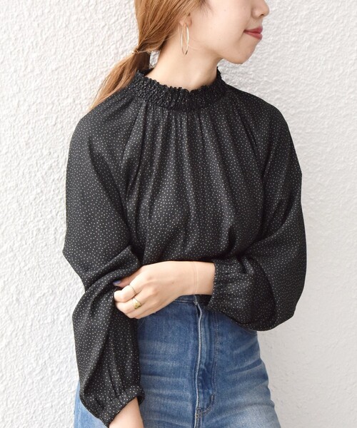 セール】SHIPS any: ハイネック ギャザー ブラウス◇（シャツ/ブラウス
