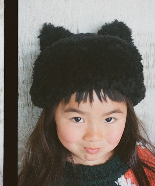 Casselini(キャセリーニ)の「Casselini(キャセリーニ)kidsくまねこロシア帽(ニットキャップ/ビーニー・キッズ・ブラック/ブラウン・FREE)」の11枚目の写真