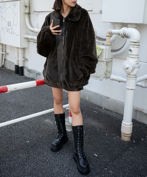 WEGO(ウィゴー)の「WEGO/フェイクファーブルゾン(ブルゾン・メンズ・ブラウン/ブラック/その他1・MEDIUM/LARGE)」の4枚目の写真