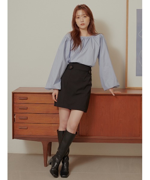 Stylevoice for xxx（スタイルヴォイスフォー）の「ボタンポイントハイウエスト スカショーパン（その他パンツ・レディース・グレイッシュベージュ/ブラック・SMALL/MEDIUM）」の4枚目の写真