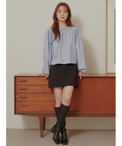 Stylevoice for xxx（スタイルヴォイスフォー）の「ボタンポイントハイウエスト スカショーパン（その他パンツ・レディース・グレイッシュベージュ/ブラック・SMALL/MEDIUM）」の7枚目の写真