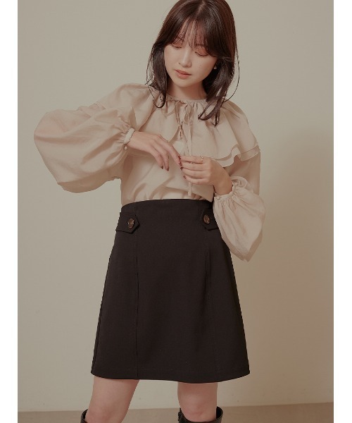 Stylevoice for xxx（スタイルヴォイスフォー）の「ボタンポイントハイウエスト スカショーパン（その他パンツ・レディース・グレイッシュベージュ/ブラック・SMALL/MEDIUM）」の9枚目の写真