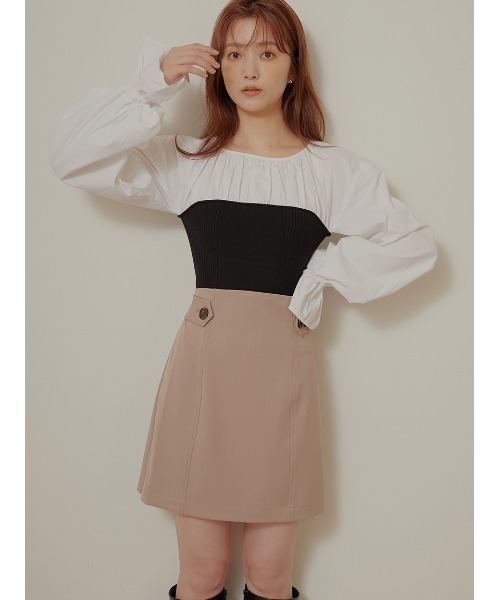 Stylevoice for xxx（スタイルヴォイスフォー）の「ボタンポイントハイウエスト スカショーパン（その他パンツ・レディース・グレイッシュベージュ/ブラック・SMALL/MEDIUM）」の11枚目の写真