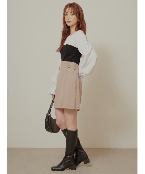 Stylevoice for xxx（スタイルヴォイスフォー）の「ボタンポイントハイウエスト スカショーパン（その他パンツ・レディース・グレイッシュベージュ/ブラック・SMALL/MEDIUM）」の14枚目の写真