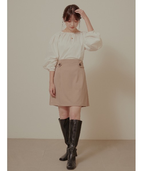 Stylevoice for xxx（スタイルヴォイスフォー）の「ボタンポイントハイウエスト スカショーパン（その他パンツ・レディース・グレイッシュベージュ/ブラック・SMALL/MEDIUM）」の15枚目の写真