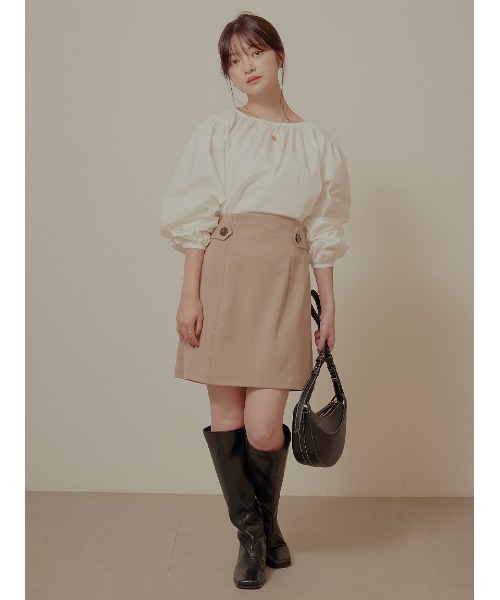 Stylevoice for xxx（スタイルヴォイスフォー）の「ボタンポイントハイウエスト スカショーパン（その他パンツ・レディース・グレイッシュベージュ/ブラック・SMALL/MEDIUM）」の17枚目の写真