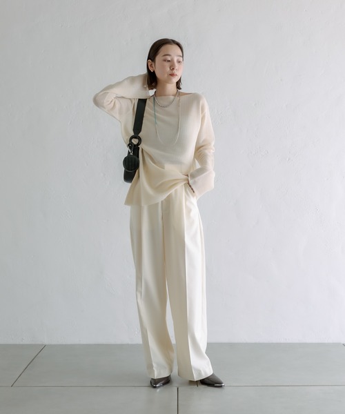 mystic（ミスティック）の「【サイズ展開あり】NEWスラックスワイドパンツ（スラックス・レディース・チャコールグレー/ベージュ/アイボリー/ブラック/グレー系その他/ライム/ピンク/ライトグレー・1/2/0）」の14枚目の写真