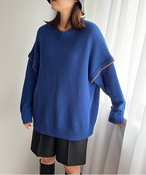 LOWRYS FARM（ローリーズファーム）の「ピコットアミプルオーバー　294820（ニット/セーター・レディース・ブラック/ブラウン/ブルー/グリーン/アイボリー/ブラウン系その他・FREE）」の13枚目の写真