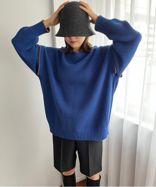 LOWRYS FARM（ローリーズファーム）の「ピコットアミプルオーバー　294820（ニット/セーター・レディース・ブラック/ブラウン/ブルー/グリーン/アイボリー/ブラウン系その他・FREE）」の14枚目の写真