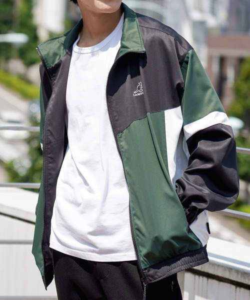 KANGOL（カンゴール）の「KANGOL カンゴール ワンポイント刺繍カラー配色切替スタンドジャケット（その他アウター・メンズ・グリーン/ベージュ・M/L/XL）」の2枚目の写真