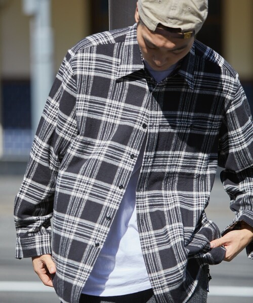 FREAK'S STORE（フリークスストア）の「FREAK'S STORE/フリークスストア リラックスフィット チェックネルシャツ/ワークシャツ（シャツ/ブラウス・メンズ・モスグリーン/ブラック/オフホワイト・MEDIUM/LARGE/SMALL）」の13枚目の写真