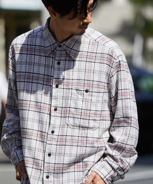 FREAK'S STORE（フリークスストア）の「FREAK'S STORE/フリークスストア リラックスフィット チェックネルシャツ/ワークシャツ（シャツ/ブラウス・メンズ・モスグリーン/ブラック/オフホワイト・MEDIUM/LARGE/SMALL）」の16枚目の写真