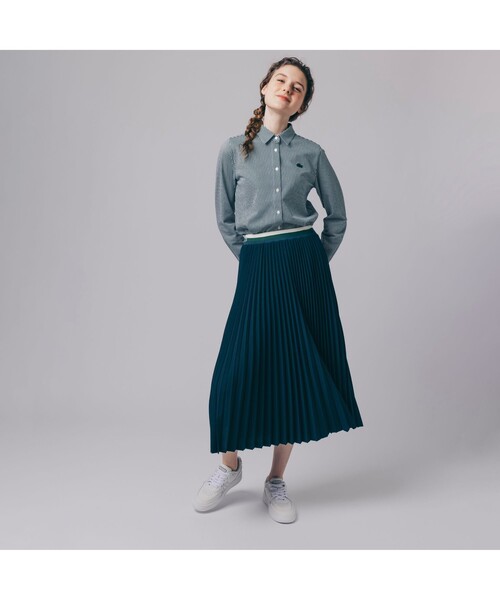 LACOSTE（ラコステ）の「ウエストボーダープリーツスカート（スカート・レディース・ダークグリーン/ブラウン/ネイビー/エンジ/グレー/パープル・40/38/36/34）」の4枚目の写真