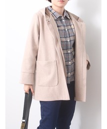 【M~5L 大きいサイズ】ファスナー開き フーテッド ジャケット