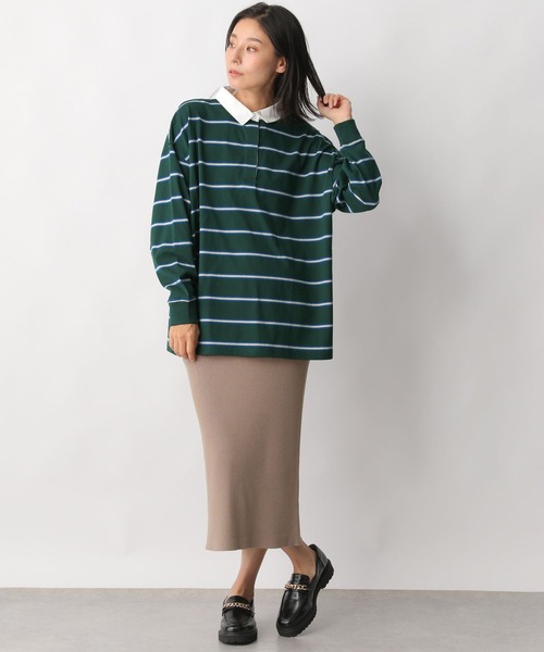 LEPSIM(レプシィム)の「ボーダーラガーシャツ 122637(ポロシャツ・レディース・ネイビー/グリーン・FREE)」の8枚目の写真