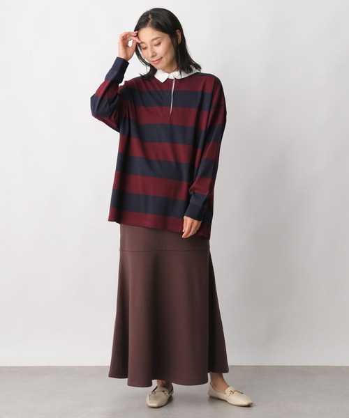 LEPSIM(レプシィム)の「ボーダーラガーシャツ 122637(ポロシャツ・レディース・ネイビー/グリーン・FREE)」の3枚目の写真