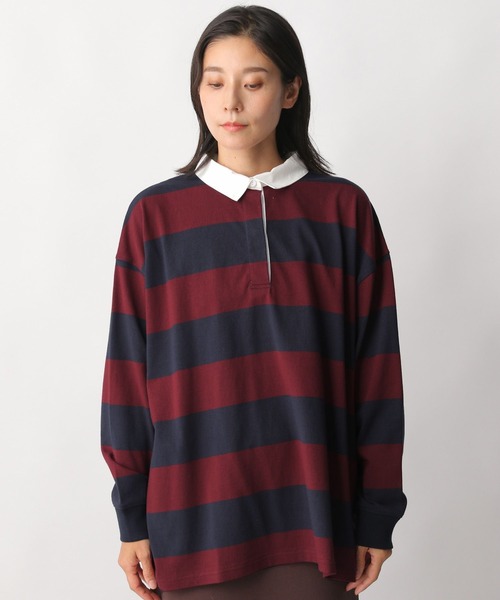 LEPSIM(レプシィム)の「ボーダーラガーシャツ 122637(ポロシャツ・レディース・ネイビー/グリーン・FREE)」の6枚目の写真