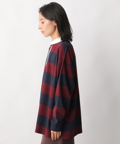 LEPSIM(レプシィム)の「ボーダーラガーシャツ 122637(ポロシャツ・レディース・ネイビー/グリーン・FREE)」の14枚目の写真