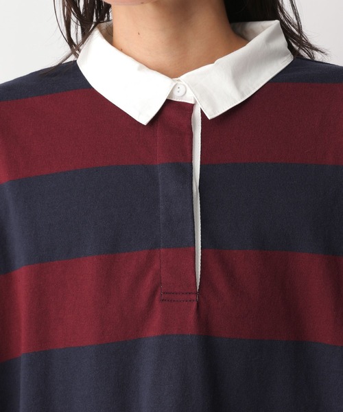 LEPSIM(レプシィム)の「ボーダーラガーシャツ 122637(ポロシャツ・レディース・ネイビー/グリーン・FREE)」の13枚目の写真