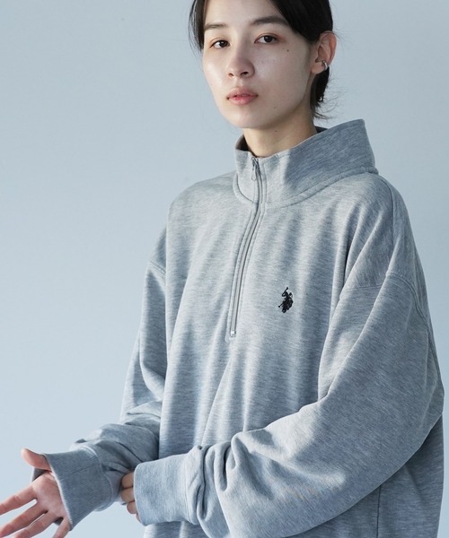 U.S. POLO ASSN.（ユーエスポロアッスン）の「U.S. POLO ASSN. / ユーエスポロアッスン 別注 コラボ オーバーサイズ ハーフジップ 裏毛 スウェット トレーナー（スウェット・メンズ・ホワイト系その他/ブラック系その他/グレー系その他/グレー系その他4/グリーン系その他2/ブルー系その他2/ブラック系その他2/グレー系その他2/グレー系その他3/グリーン系その他/ブルー系その他/ホワイト系その他2・MEDIUM/LARGE）」の5枚目の写真