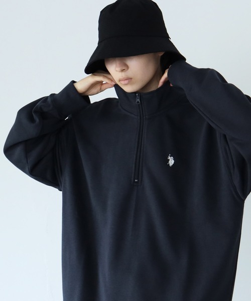 U.S. POLO ASSN.（ユーエスポロアッスン）の「U.S. POLO ASSN. / ユーエスポロアッスン 別注 コラボ オーバーサイズ ハーフジップ 裏毛 スウェット トレーナー（スウェット・メンズ・ホワイト系その他/ブラック系その他/グレー系その他/グレー系その他4/グリーン系その他2/ブルー系その他2/ブラック系その他2/グレー系その他2/グレー系その他3/グリーン系その他/ブルー系その他/ホワイト系その他2・MEDIUM/LARGE）」の11枚目の写真
