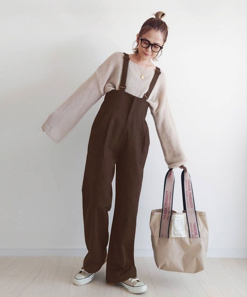 CORNERS（コーナーズ）の「CORNERS by yui ハイウエストツイルサロペット（サロペット/オーバーオール・レディース・ブラック/ブラウン/ベージュ/オフホワイト/チェック/カーキ/ベージュ系その他・M/L）」の21枚目の写真