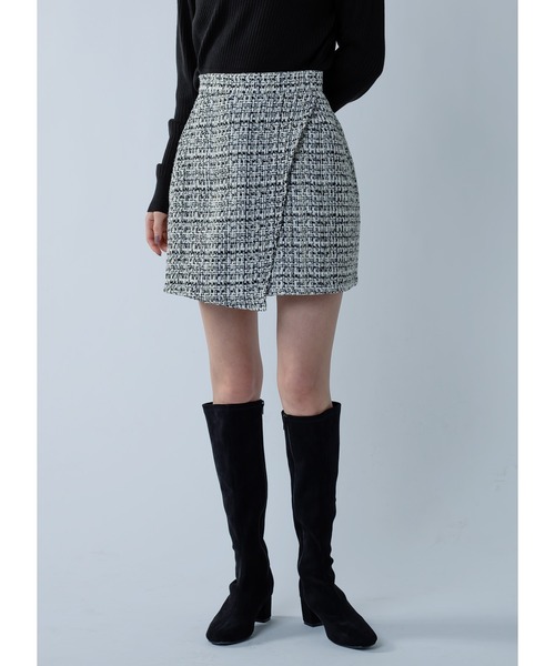 Adoon plain(アドーンプレーン)の「ツイードミニスカート(スカート・レディース・ホワイト/ブラック・FREE)」の1枚目の写真
