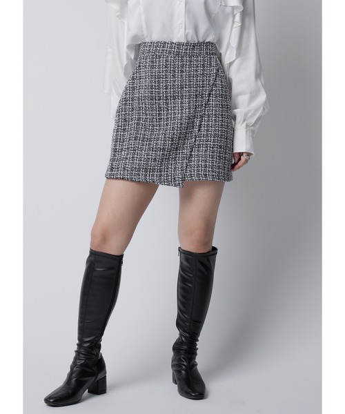 Adoon plain(アドーンプレーン)の「ツイードミニスカート(スカート・レディース・ホワイト/ブラック・FREE)」の2枚目の写真