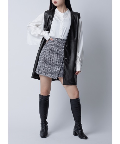 Adoon plain(アドーンプレーン)の「ツイードミニスカート(スカート・レディース・ホワイト/ブラック・FREE)」の12枚目の写真