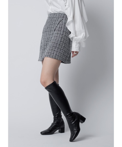 Adoon plain(アドーンプレーン)の「ツイードミニスカート(スカート・レディース・ホワイト/ブラック・FREE)」の10枚目の写真