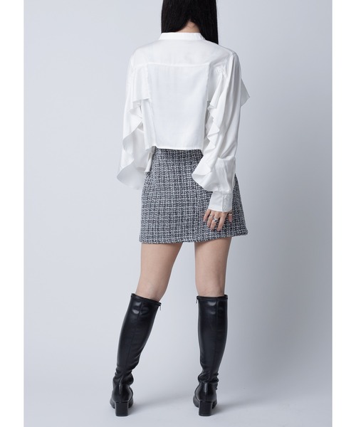 Adoon plain(アドーンプレーン)の「ツイードミニスカート(スカート・レディース・ホワイト/ブラック・FREE)」の13枚目の写真