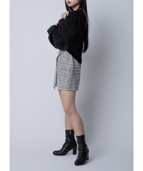 Adoon plain(アドーンプレーン)の「ツイードミニスカート(スカート・レディース・ホワイト/ブラック・FREE)」の7枚目の写真