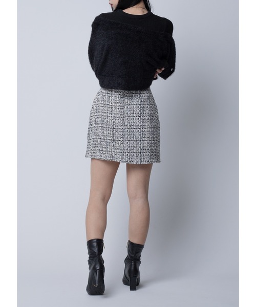 Adoon plain(アドーンプレーン)の「ツイードミニスカート(スカート・レディース・ホワイト/ブラック・FREE)」の8枚目の写真