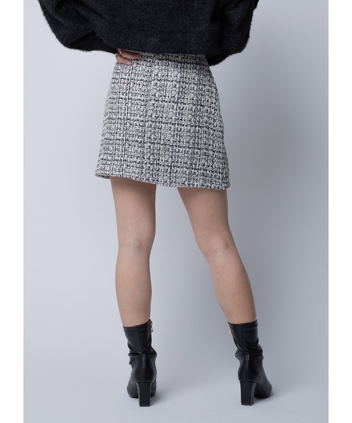 Adoon plain(アドーンプレーン)の「ツイードミニスカート(スカート・レディース・ホワイト/ブラック・FREE)」の5枚目の写真