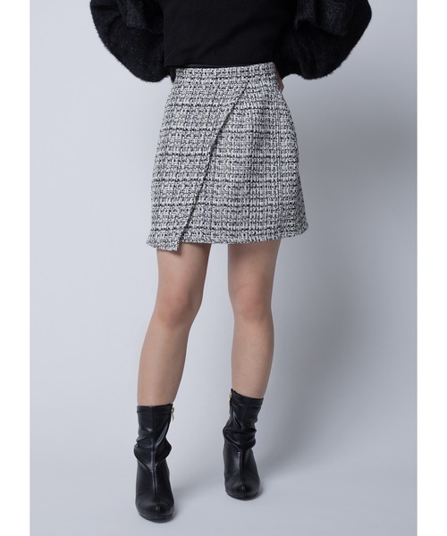 Adoon plain(アドーンプレーン)の「ツイードミニスカート(スカート・レディース・ホワイト/ブラック・FREE)」の3枚目の写真