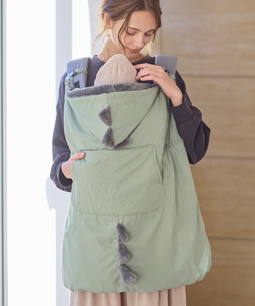 Rosemadame（ローズマダム）の「あったかモコモコベビーケープ（おくるみ）（おくるみ・レディース・ブラウン/ピンク/ライトグリーン/ライトグレー/カーキ/モカ/ネイビー/チャコールグレー/ブラック/ダークカーキ/ダークネイビー/ベージュ/ダークブラウン・フリー）」の9枚目の写真