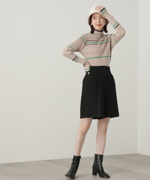 N.（N. Natural Beauty Basic）（エヌエヌナチュラルビューティーベーシック）の「【横田ひかるさん着用】◆マルチボーダーハイネックリブニット（ニット/セーター・レディース・ベージュ/グレー/オフホワイト・MEDIUM）」の9枚目の写真