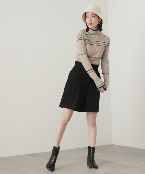 N.（N. Natural Beauty Basic）（エヌエヌナチュラルビューティーベーシック）の「【横田ひかるさん着用】◆マルチボーダーハイネックリブニット（ニット/セーター・レディース・ベージュ/グレー/オフホワイト・MEDIUM）」の7枚目の写真