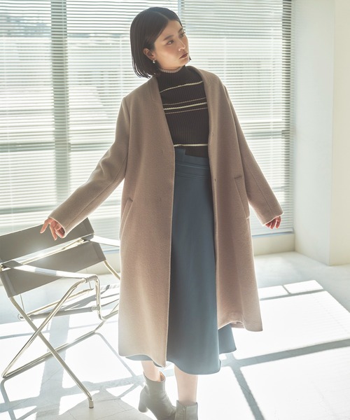 N.（N. Natural Beauty Basic）（エヌエヌナチュラルビューティーベーシック）の「【横田ひかるさん着用】◆マルチボーダーハイネックリブニット（ニット/セーター・レディース・ベージュ/グレー/オフホワイト・MEDIUM）」の15枚目の写真