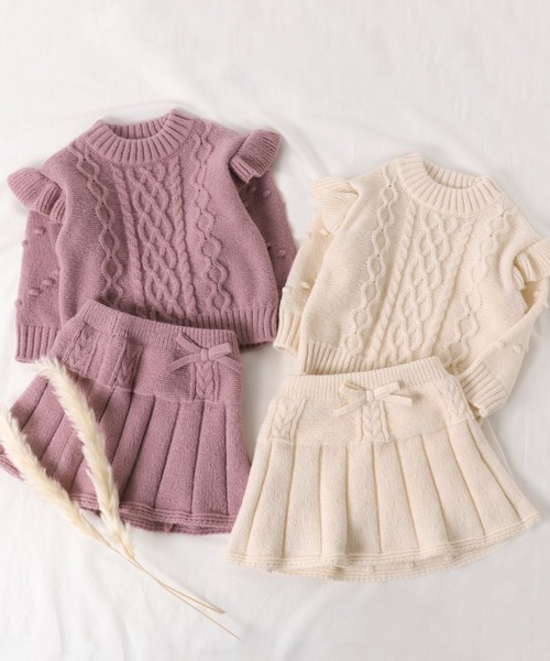 apres les cours（アプレレクール）の「ニットスカート（スカート・キッズ・アイボリー/ピンク・90/110/120/100/130）」の5枚目の写真