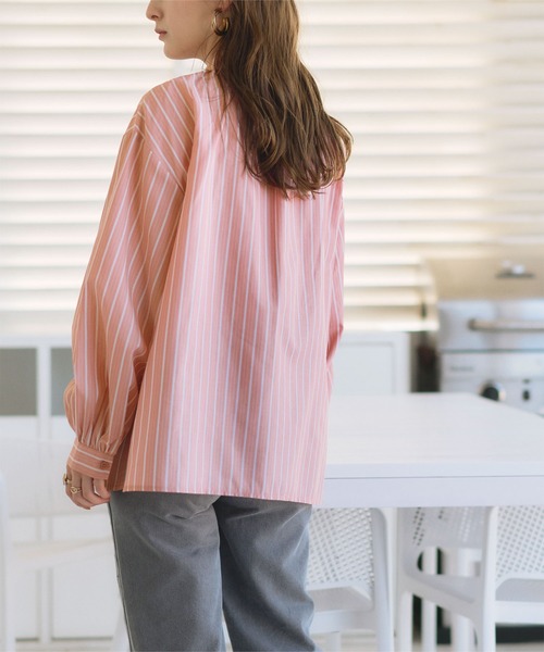 titivate（ティティベイト）の「ﾘﾎﾞﾝ付ｼｬﾂﾌﾞﾗｳｽ（シャツ/ブラウス・レディース・ブルー/ピンク/オフホワイト・FREE）」の14枚目の写真