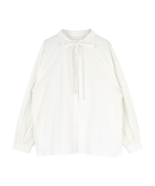 titivate（ティティベイト）の「ﾘﾎﾞﾝ付ｼｬﾂﾌﾞﾗｳｽ（シャツ/ブラウス・レディース・ブルー/ピンク/オフホワイト・FREE）」の4枚目の写真